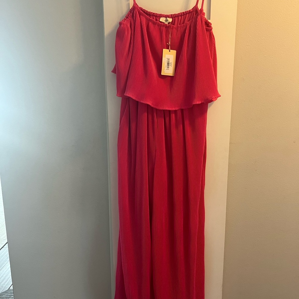 NWT Hot Pink Pleated Jumpsuit